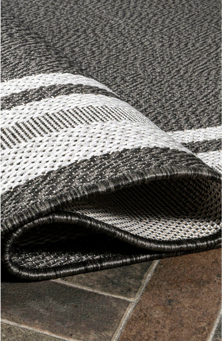 JONATHAN Y James Modern Border Stripe Indoor/Outdoor Area Rug, Alternate, color, Black/Cream