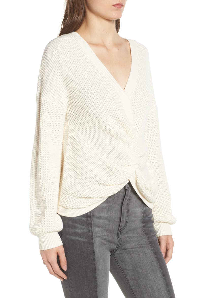 Twist Front Sweater, Alternate, color, IVORY