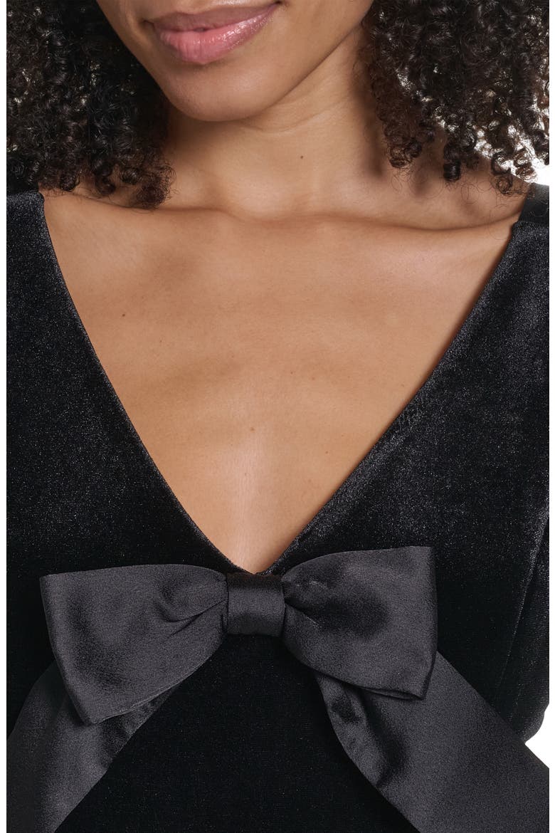 Satin & Velvet Fit & Flare Dress, Alternate, color, BLACK