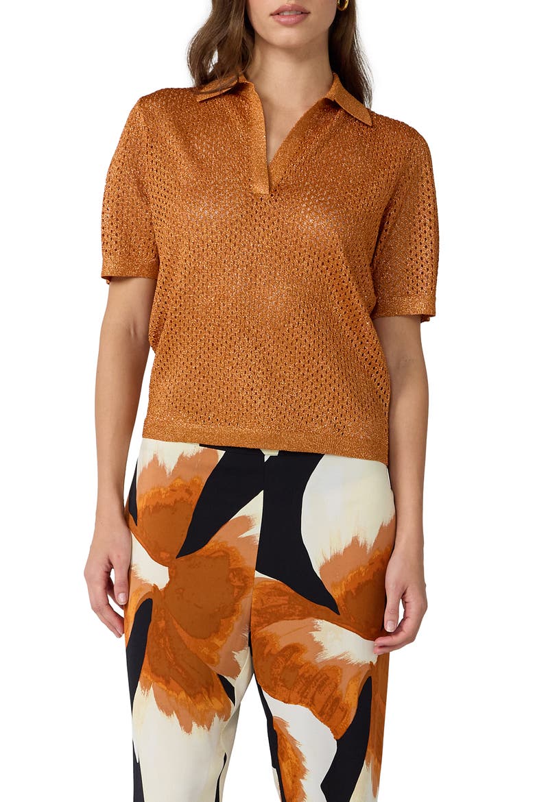 Maren Metallic Knit Sweater, Main, color, COPPER GLEAM