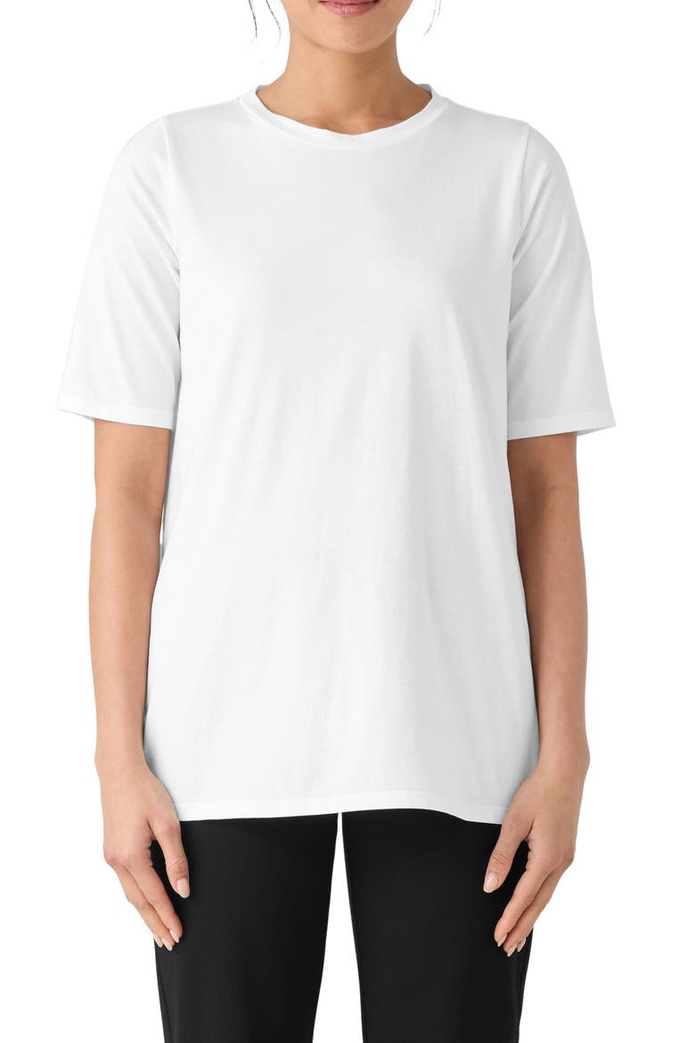 Crewneck Organic Cotton T-Shirt, Main, color, WHITE