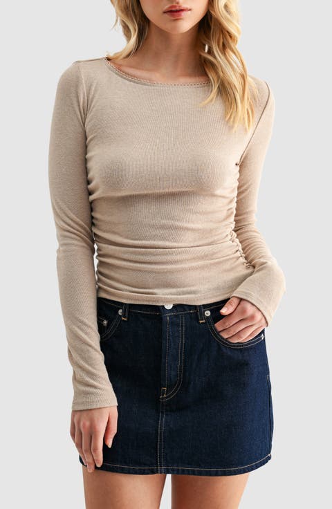 Side Cinched Long Sleeve Top