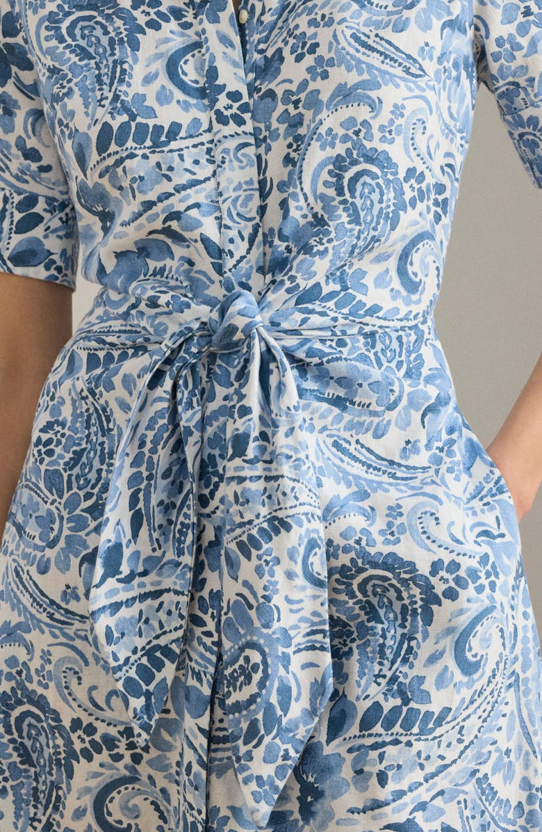 Lauren Ralph Lauren Paisley Print Linen Shirtdress, Alternate, color, White/ Blue