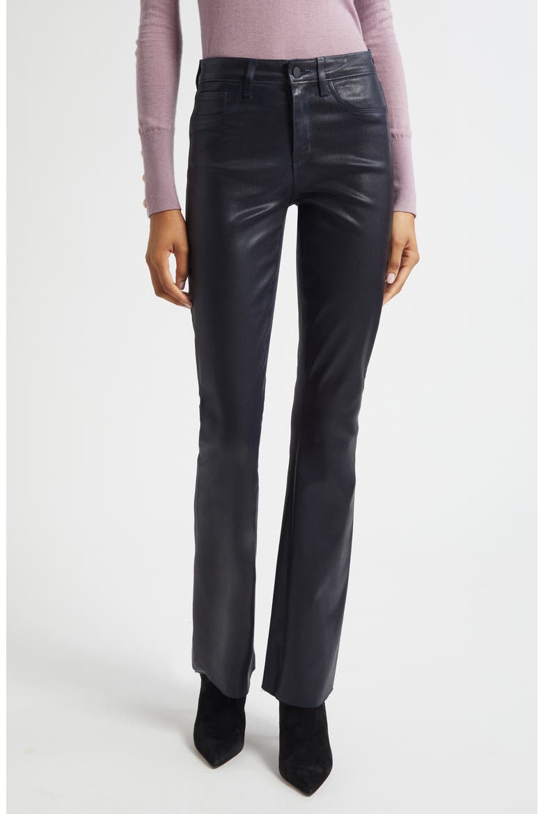Ruth Coated High Waist Raw Hem Straight Leg Jeans, Main, color, METRO COATED
