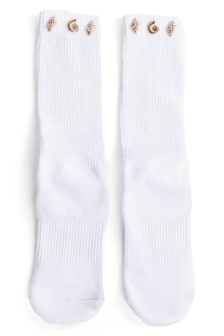 Seashell Slouchy Grip Crew Socks, Alternate, color, WHITE