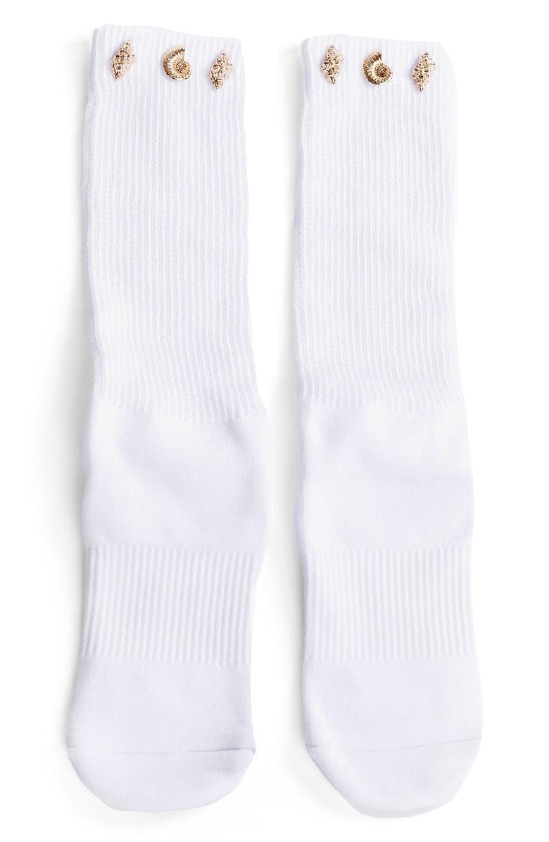 Arebesk Seashell Slouchy Grip Crew Socks, Alternate, color, White