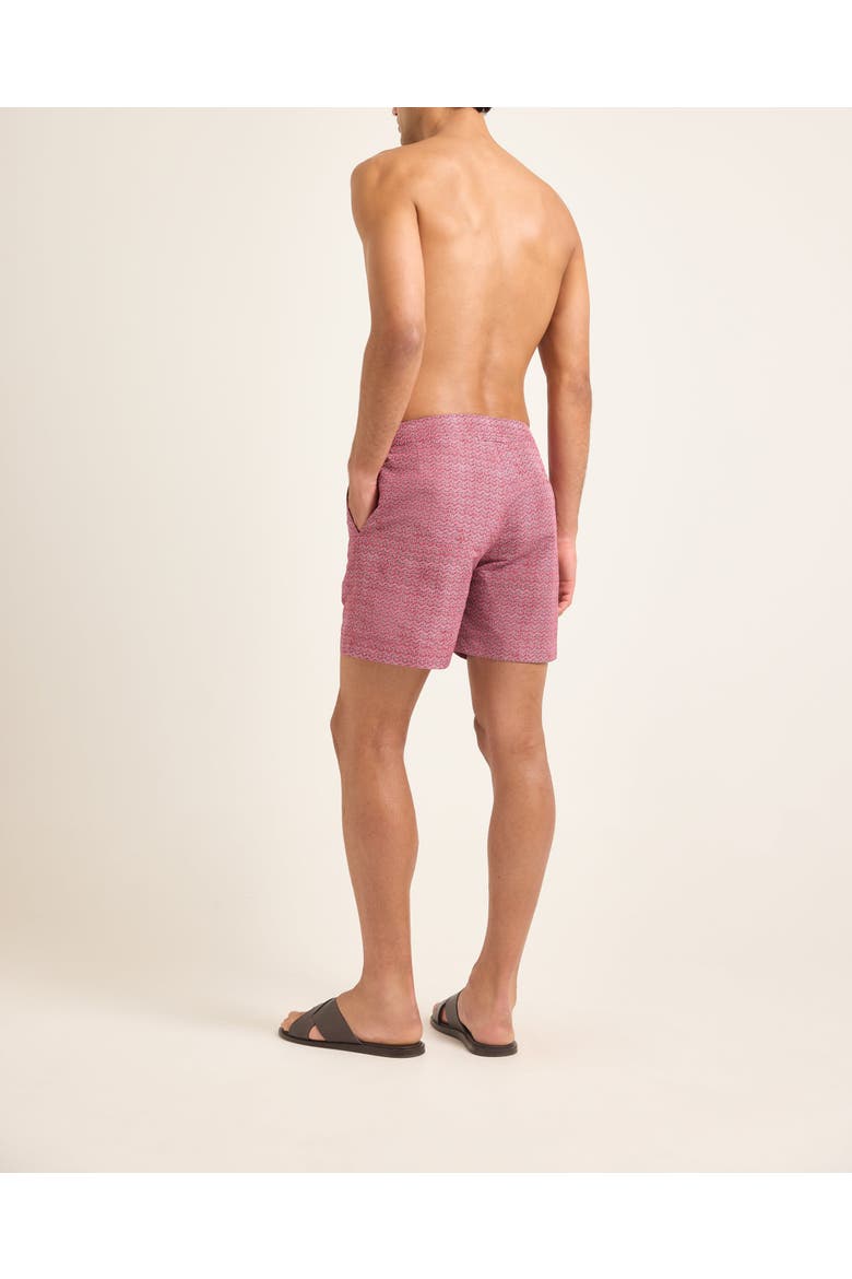 Bulldog Exclusive-Print Mid-Length Swim Shorts, Alternate, color, SUNSET PINK