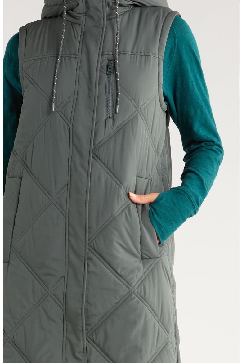 Long Hooded Puffer Vest, Alternate, color, GREEN URBAN