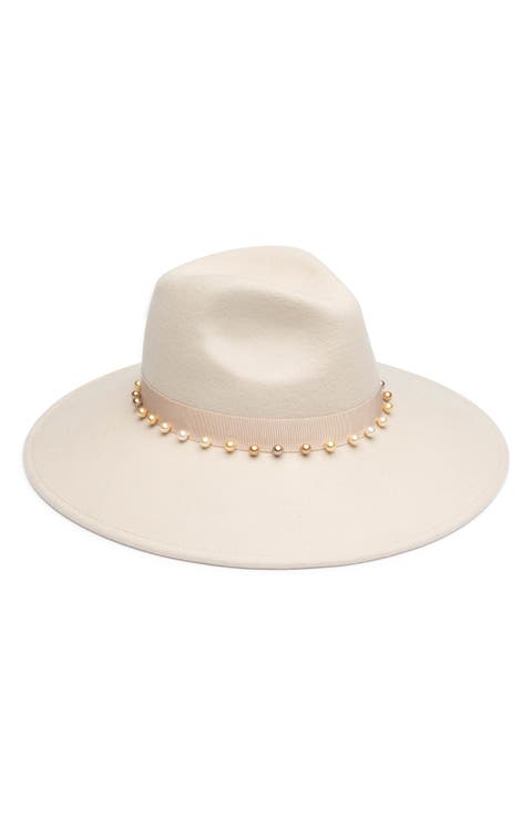 Pearl Trimmed Wool Fedora