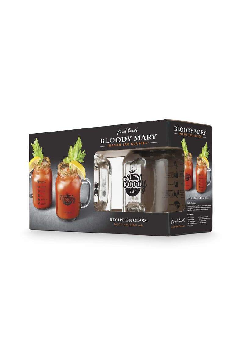 Bloody Mary Mason Jar Glasses, Set of 2, Alternate, color, Clear