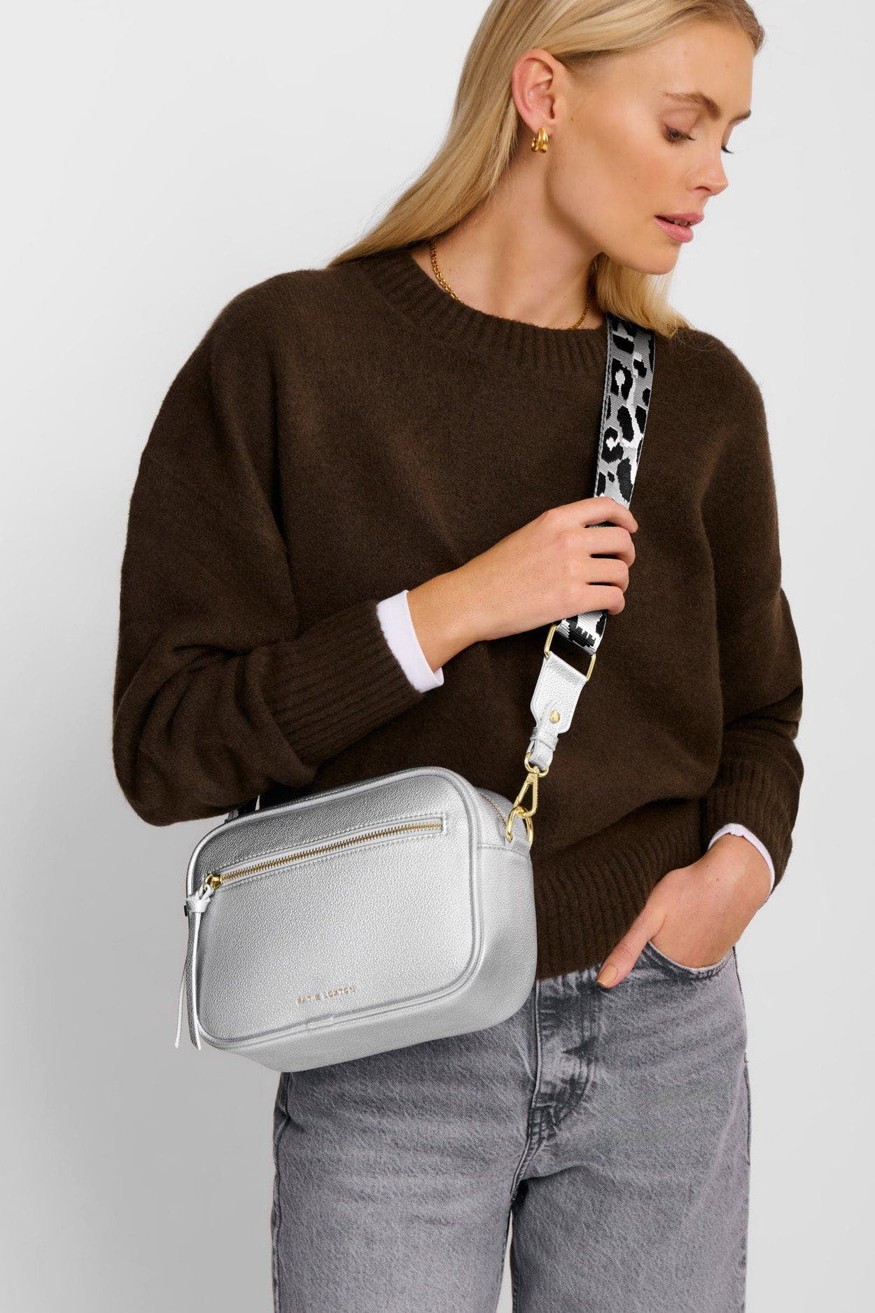 Katie Loxton Hallie Crossbody Bag in Silver, Alternate, color, Silver