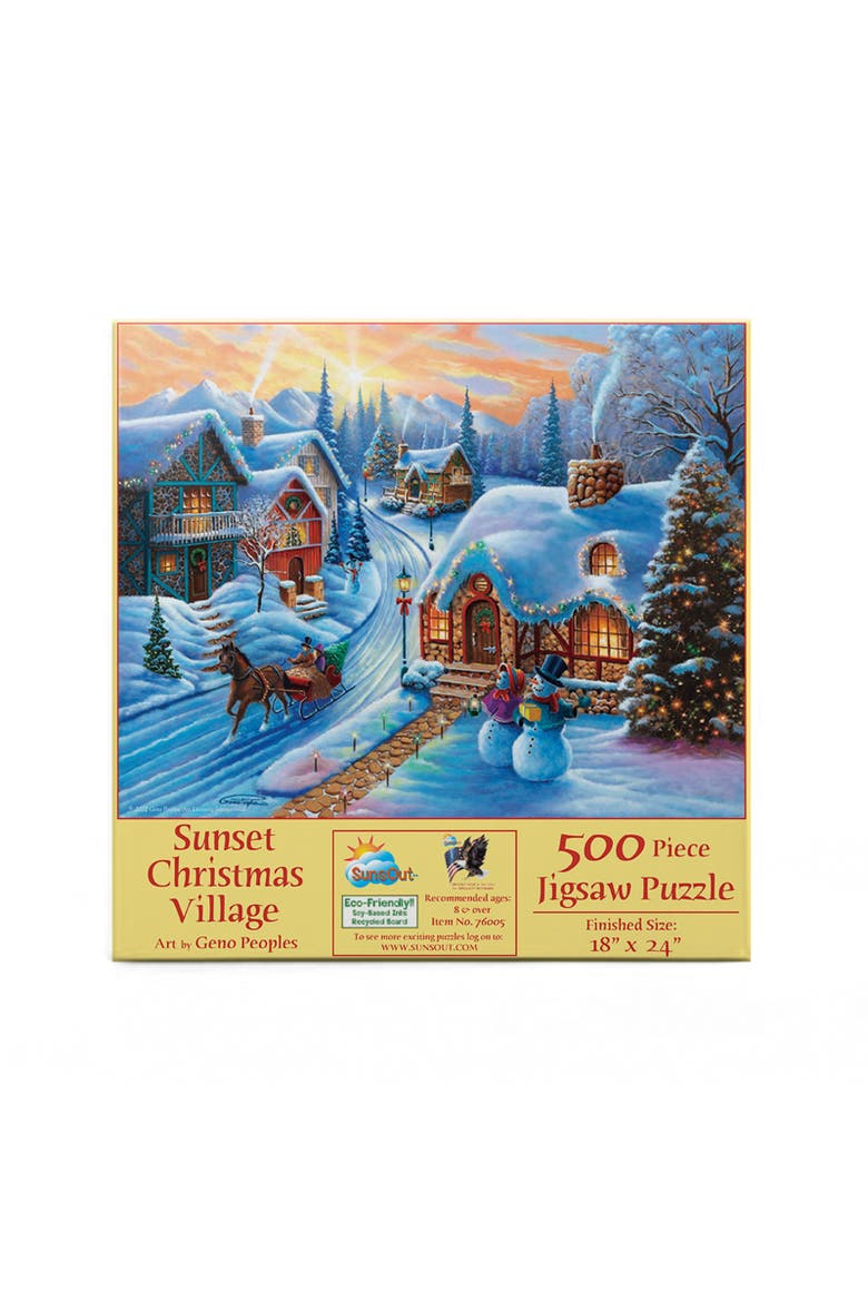 Sunset Christmas Village 500 piece Jigsaw Puzzle for Adults, Alternate, color, Multicolor