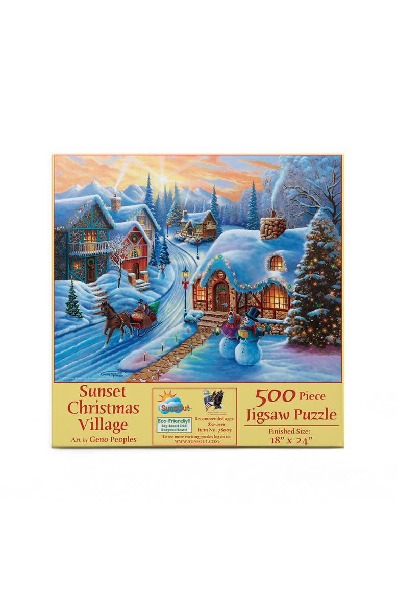 Sunsout Sunset Christmas Village 500 piece Jigsaw Puzzle for Adults, Alternate, color, Multicolor