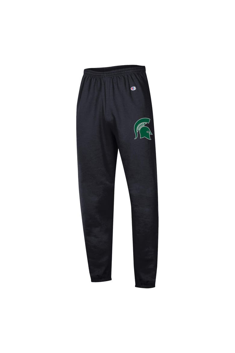 Men's Champion  Black Michigan State Spartans Powerblend Banded Fleece Sweatpants, Alternate, color, Black