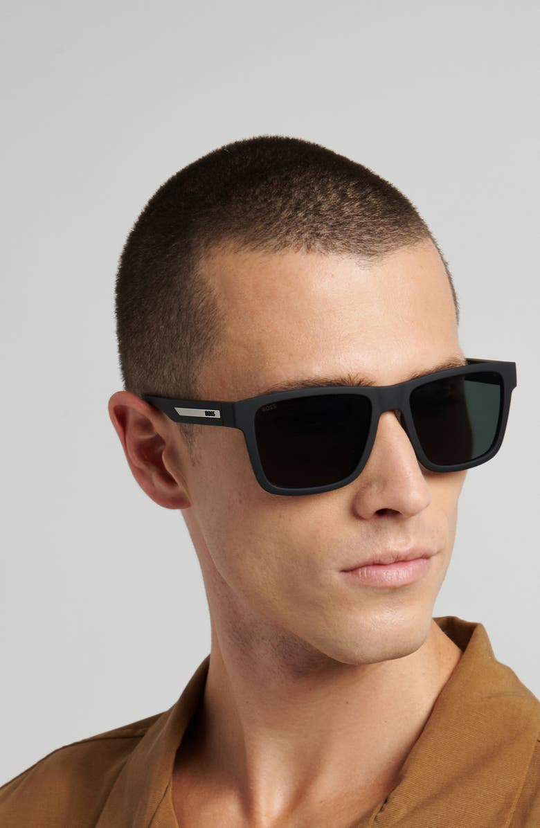 BOSS 56mm Sunglasses, Alternate, color, Black/ Green