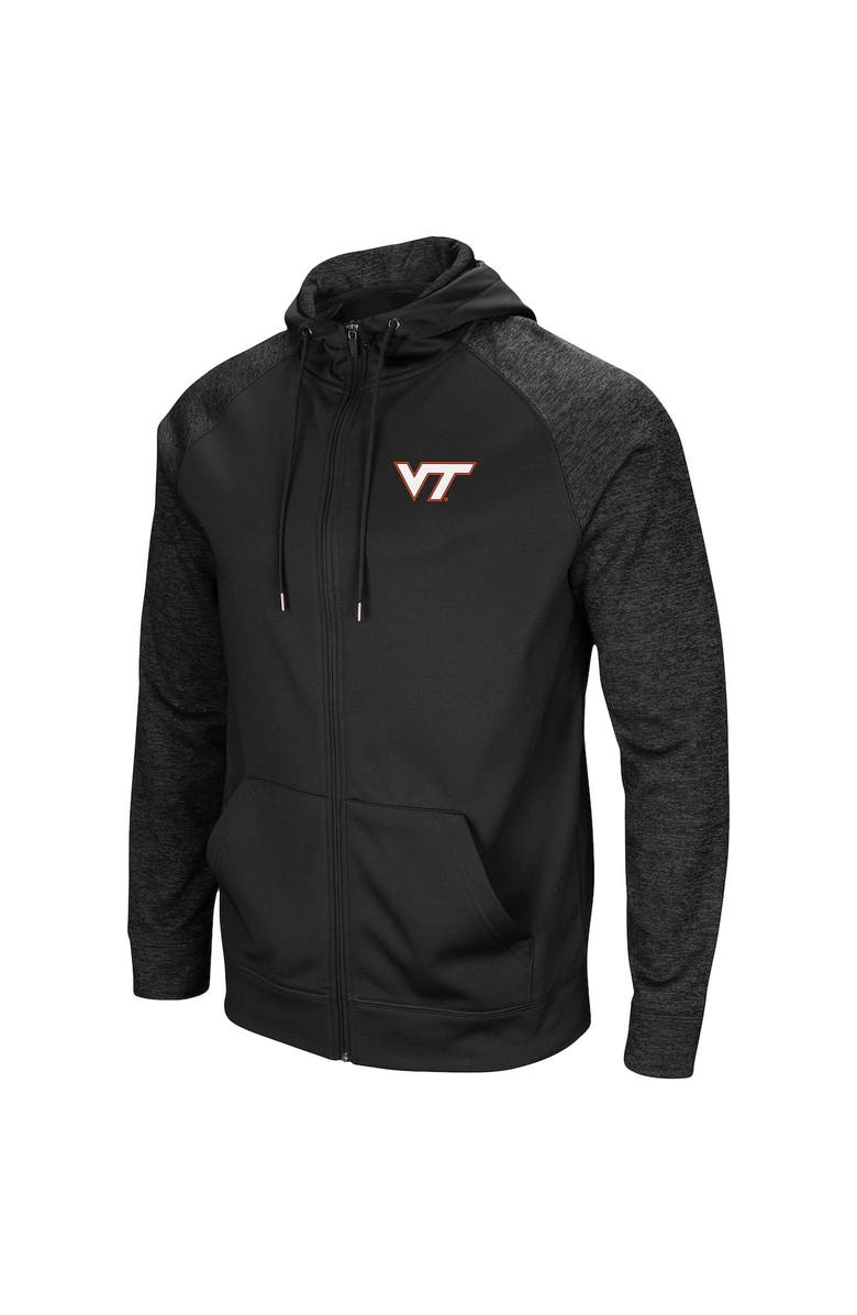 COLOSSEUM Men's Colosseum Black Virginia Tech Hokies Blackout 3.0 Tonal Raglan Full-Zip Hoodie, Alternate, color, Black