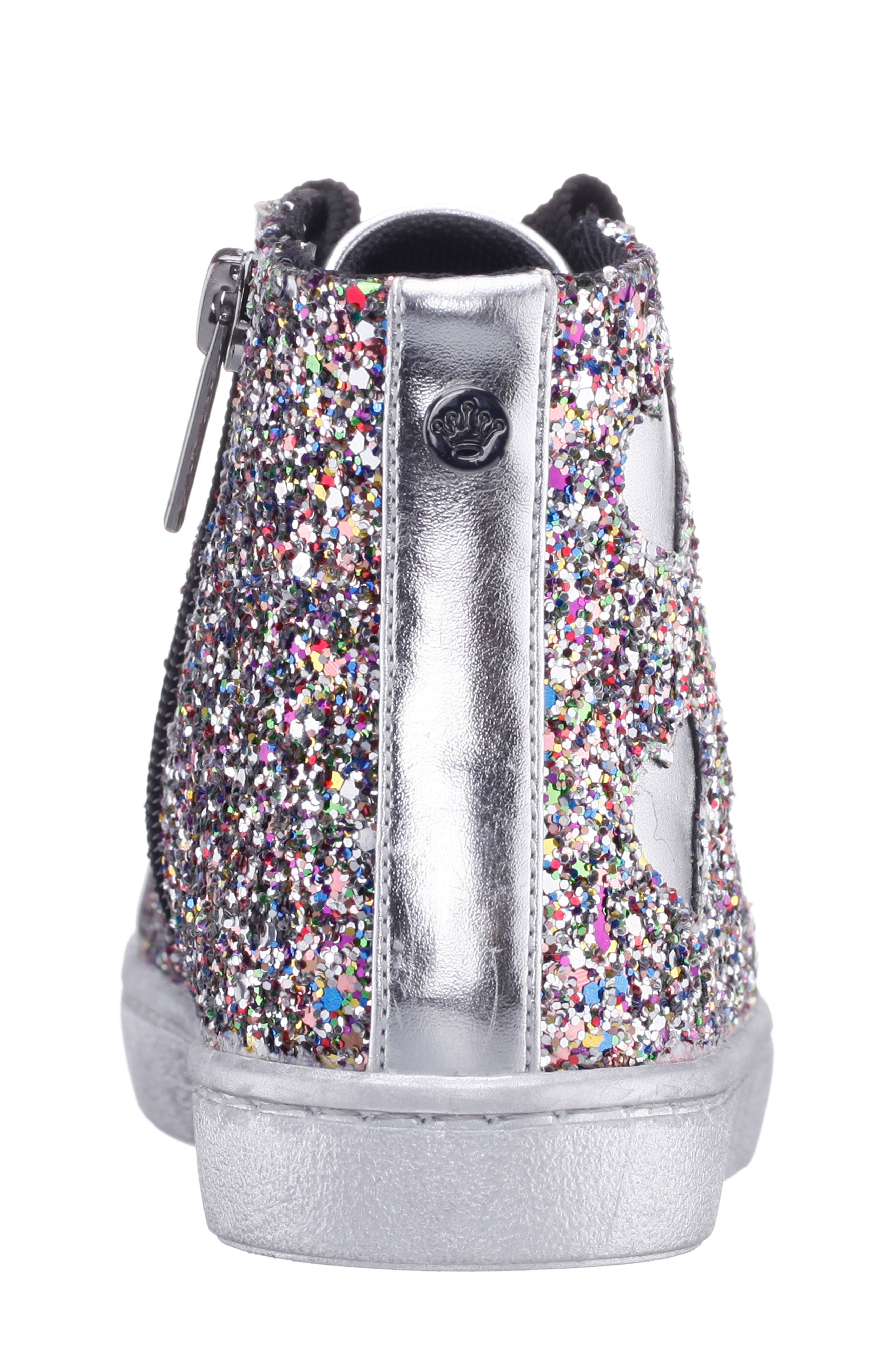 Nina Kids' Philis High Top Sneaker, Alternate, color, Silver Glitter Multi