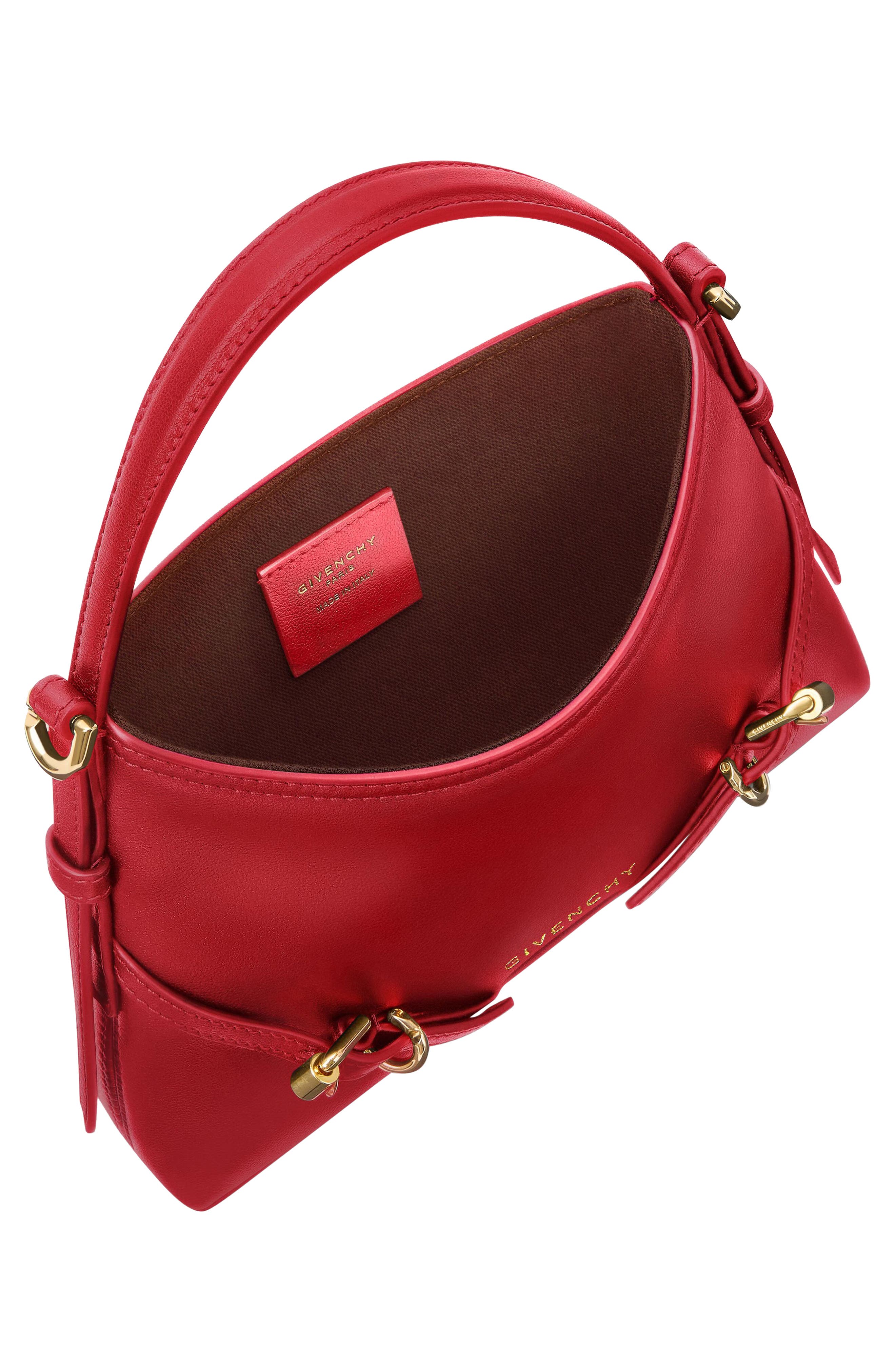Givenchy Nano Voyou Leather Crossbody Bag, Alternate, color, Dark Red