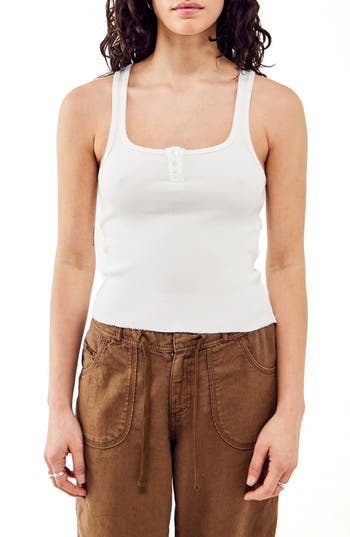 Bdg Urban Outfitters Everyday Scoop Neck Rib Tank In White