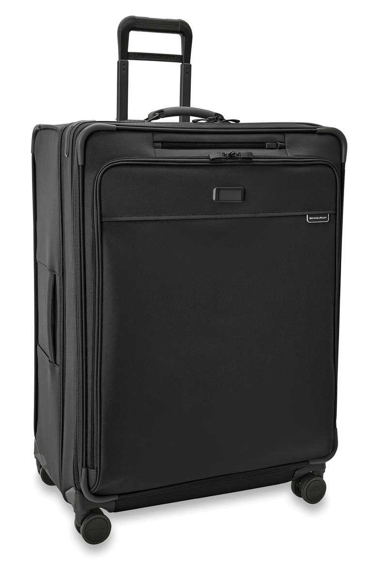 Baseline Extra Large Expandable Spinner Suitcase, Alternate, color, BLACK