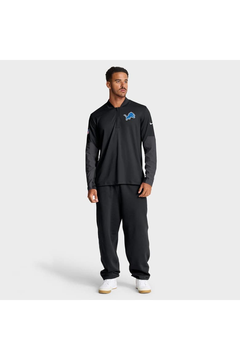 Men's Nike Black Detroit Lions Sideline Dri-FIT Half-Zip Pullover, Alternate, color, Black
