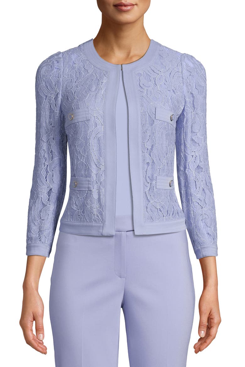 Framed Lace Jacket, Main, color, HIGH SKY