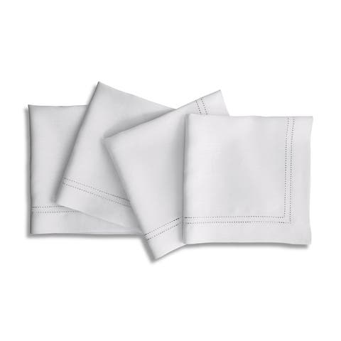 Linen Dinner Napkins Set of 4, 20 x 20 Inch for Dining Table, Holiday and Everyday Table Decor - Linen Double Hemstitch