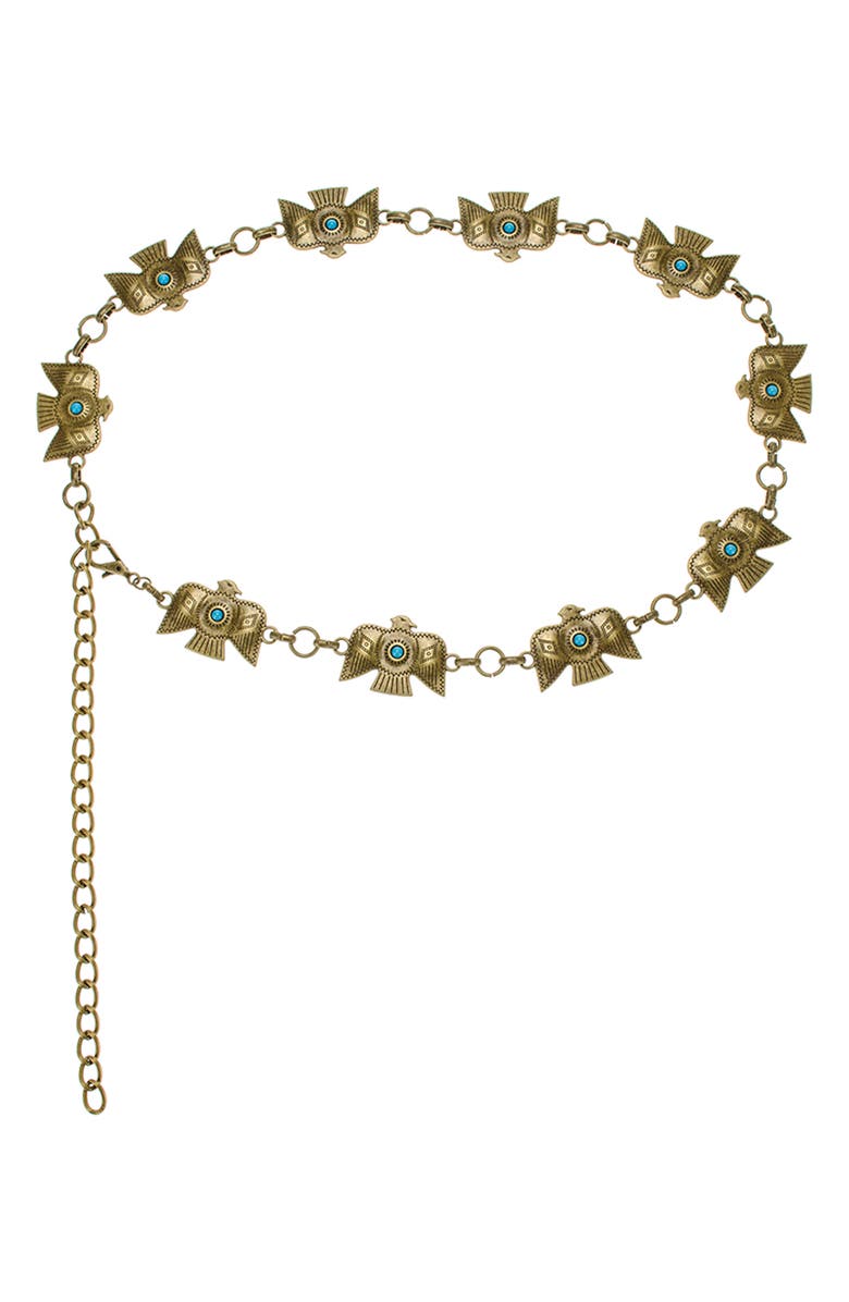 Lovestrength Zuni Turquoise Thunderbird Chain Belt, Main, color,