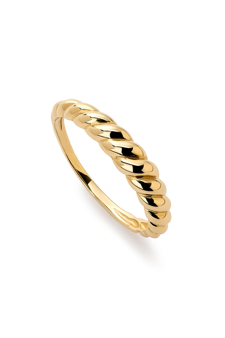 Solid Yellow Gold - Dome Rope Ring, Main, color, Gold