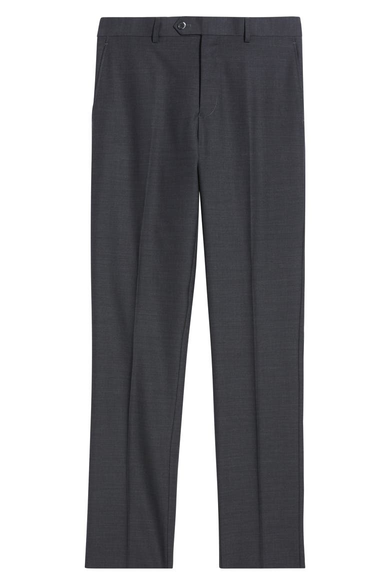 Slim Fit Flat Front Charcoal Grey Wool Dress Pants, Alternate, color, CHARCOAL