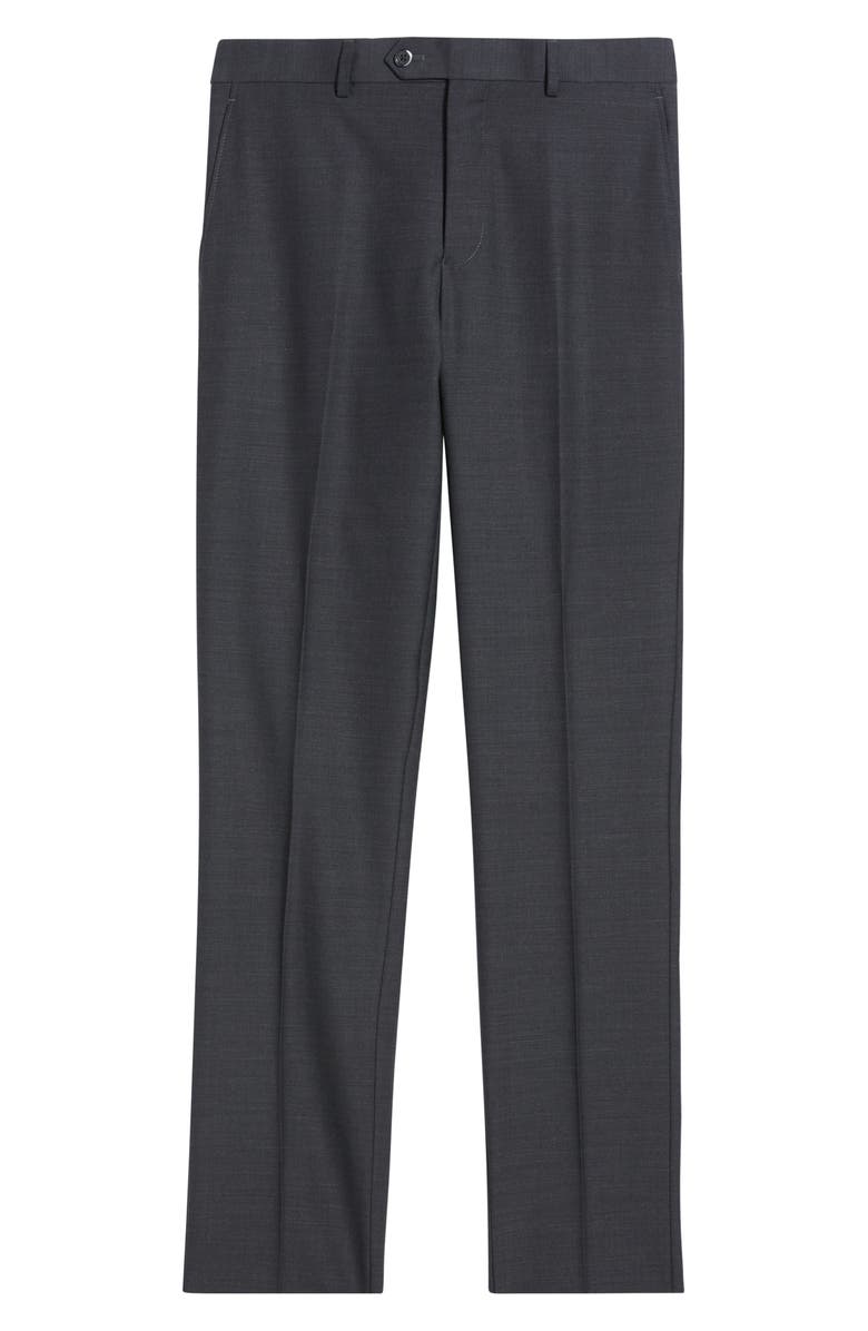 ZANETTI Slim Fit Flat Front Charcoal Grey Wool Dress Pants, Alternate, color, Charcoal