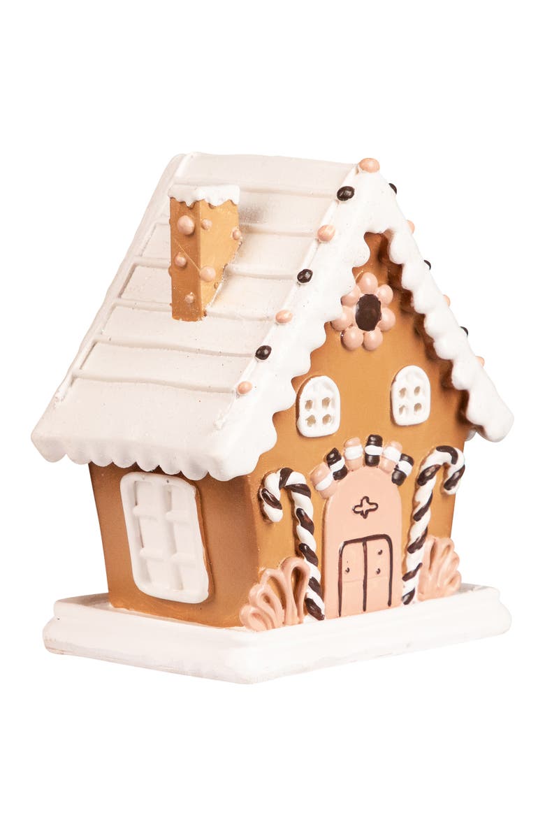 Northlight Lighted Floral and Candy Cane Gingerbread House Christmas Decoration - 5", Alternate, color, 
