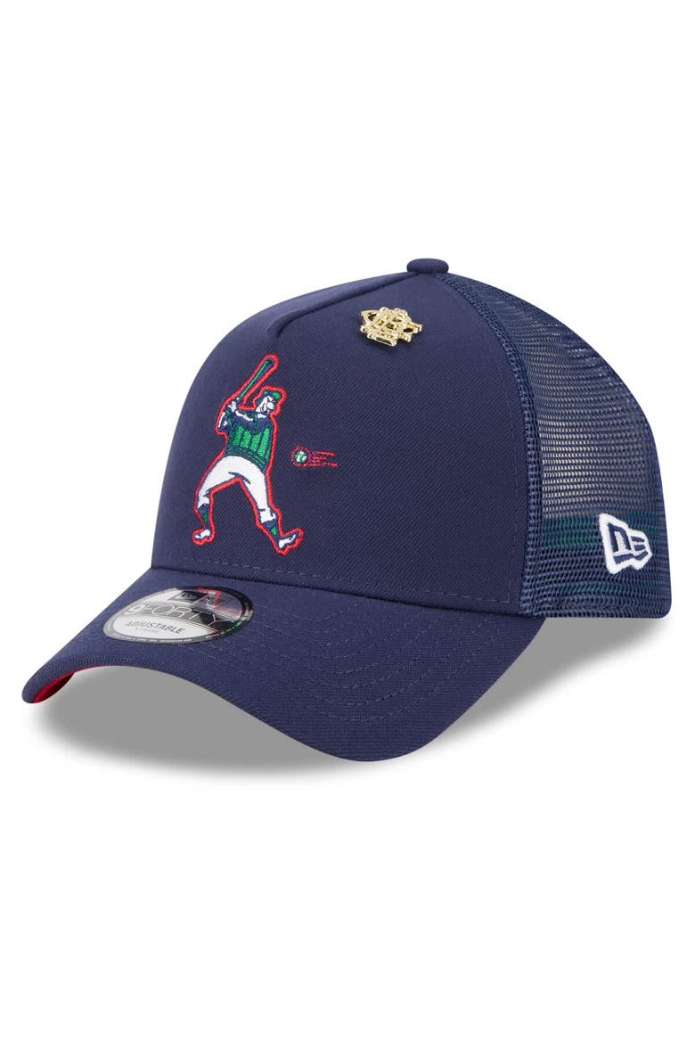 Men's New Era  Navy Milwaukee Brewers 2025 Big League Chew A-Frame 9FORTY Adjustable Trucker Hat, Main, color, Navy