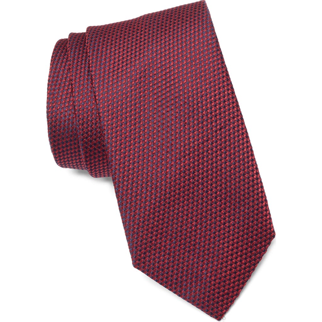 Jack Victor Micro Houndstooth Silk Tie In Red