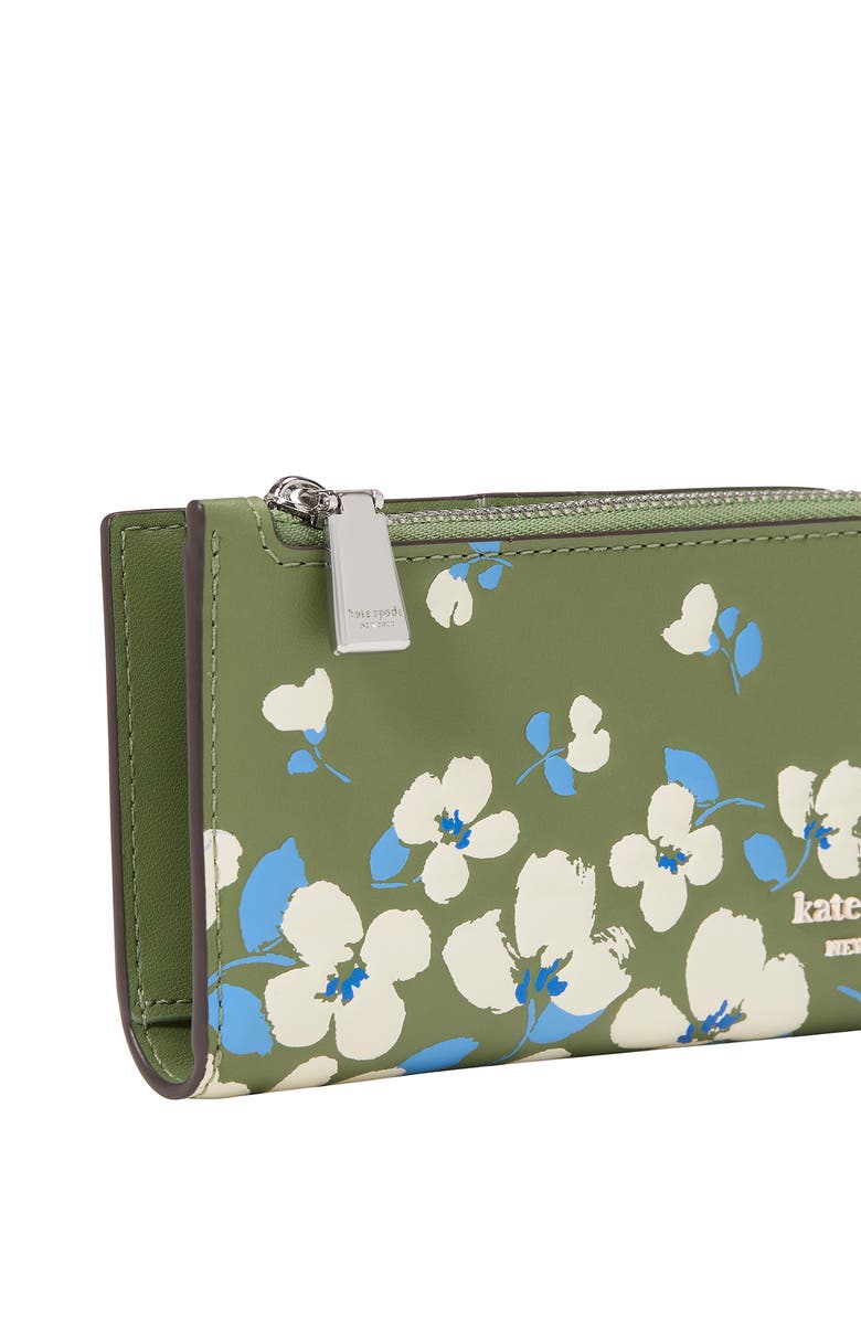 Kate Spade New York devin painterly bouquet embossed leather bifold wallet, Alternate, color, 