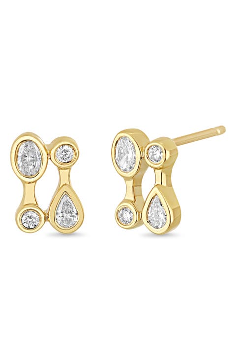Monaco 18k Gold Diamond Stud Earrings