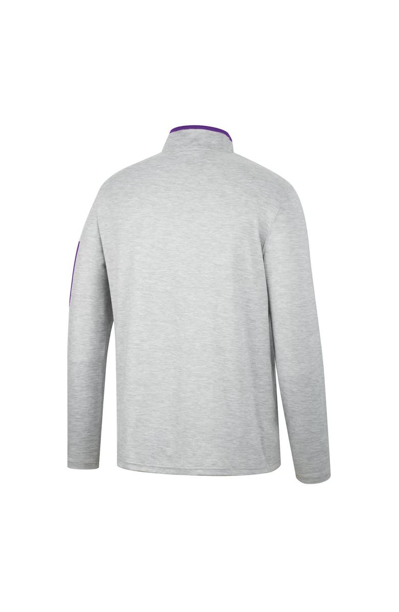COLOSSEUM Men's Colosseum Heathered Gray/Purple Kansas State Wildcats Country Club Windshirt Quarter-Zip Jacket, Alternate, color, 