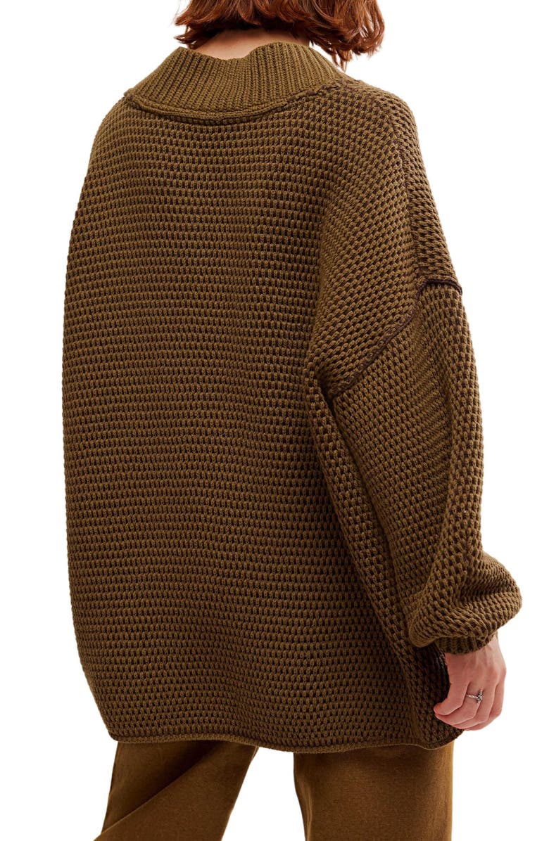 Free People Maisie Oversize Sweater, Alternate, color, Olive Fudge Combo