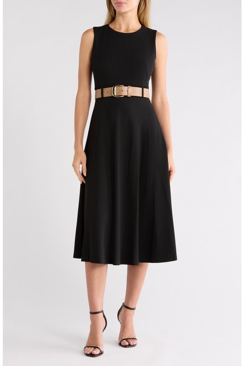 Scuba Knit Sheath Midi Dress, Main, color, BLACK
