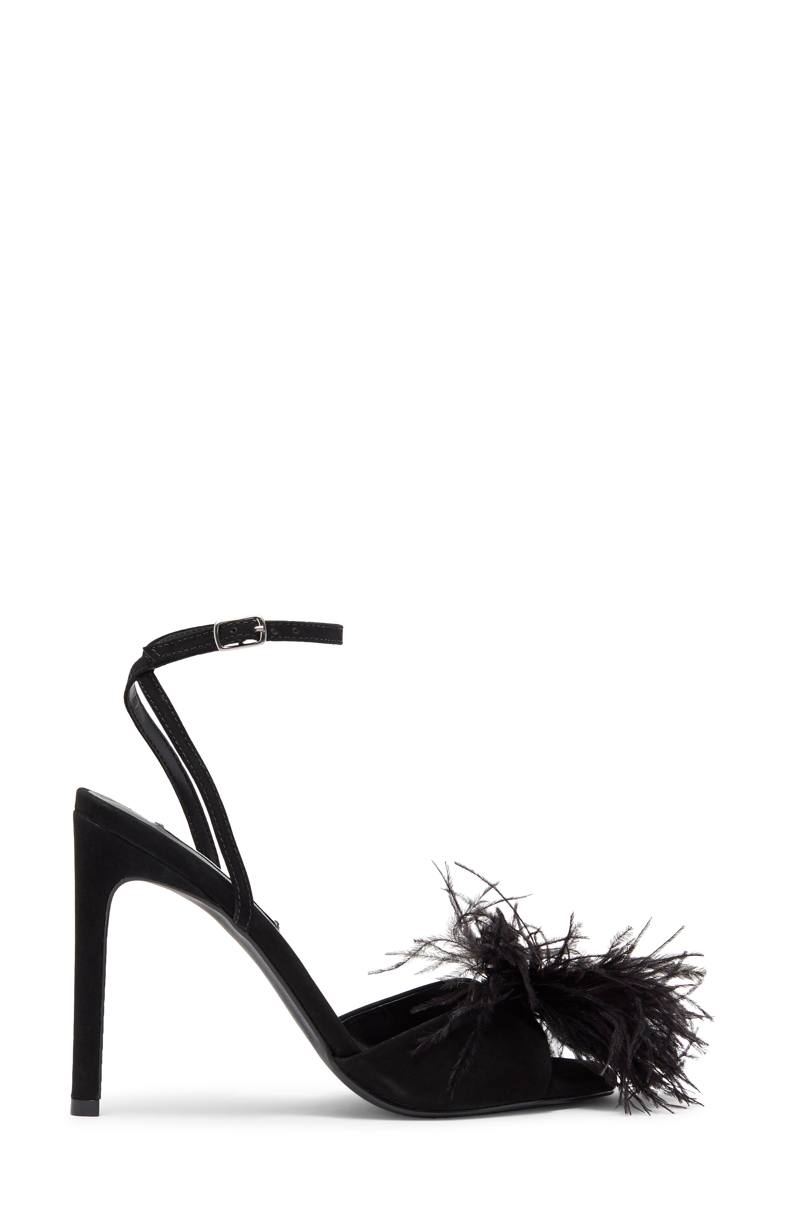 Steve Madden Crush Feather Stiletto Sandal, Alternate, color, 