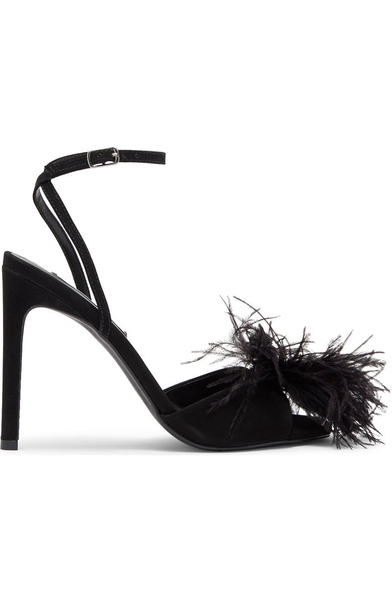 Steve Madden Crush Feather Stiletto Sandal, Alternate, color,