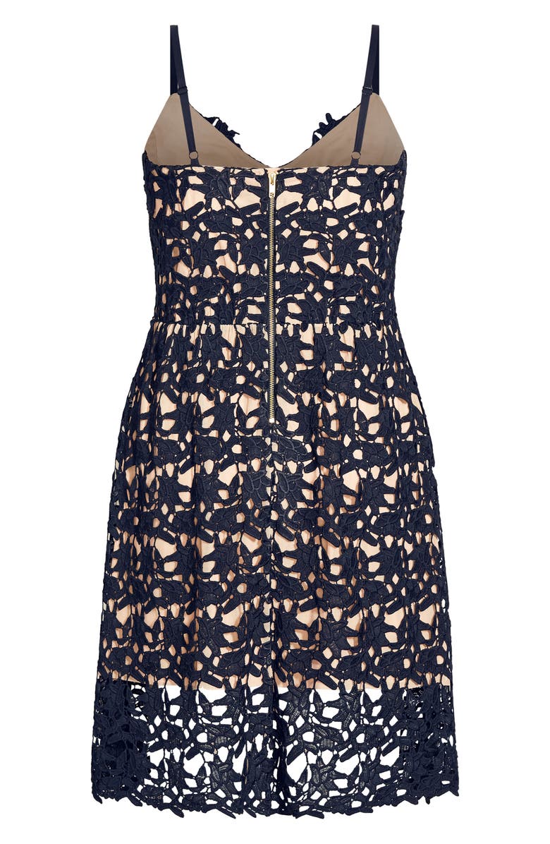 City Chic So Fancy Lace Midi Dress, Alternate, color, Navy