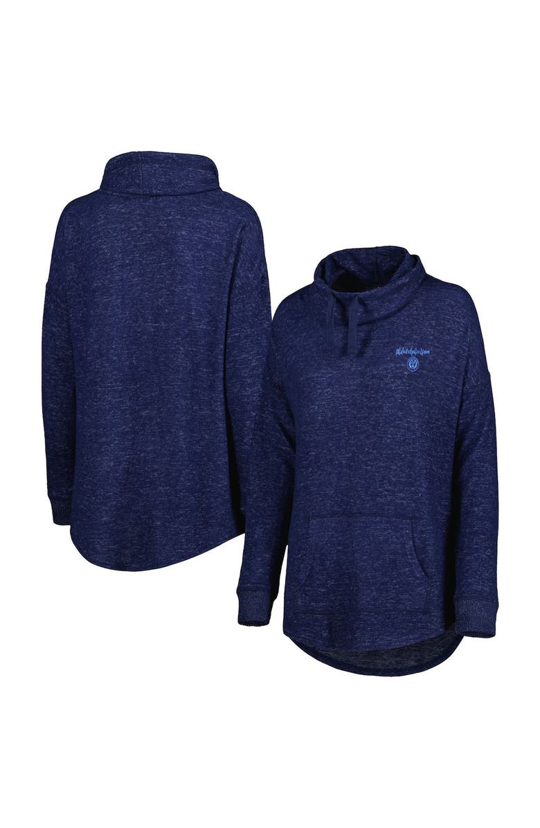 BOXERCRAFT Women's Heathered Navy Philadelphia Union Cuddle Tri-Blend Pullover Sweatshirt, Main, color, 