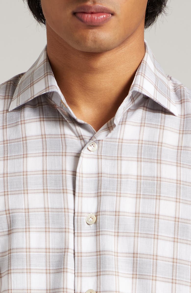 Eleventy Plaid Cotton Flannel Button-Up Shirt, Alternate, color, 