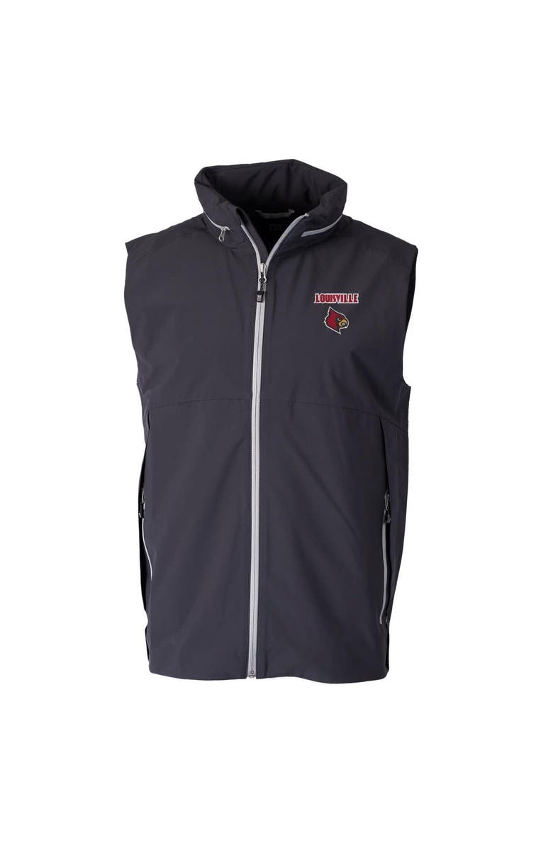 Cutter & Buck Men's Cutter & Buck Charcoal Louisville Cardinals Vapor Full-Zip Vest, Main, color, 