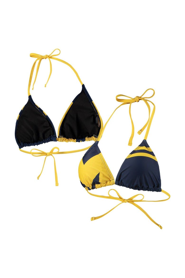 Women's FOCO Navy Michigan Wolverines Wordmark Bikini Top, Main, color, Navy