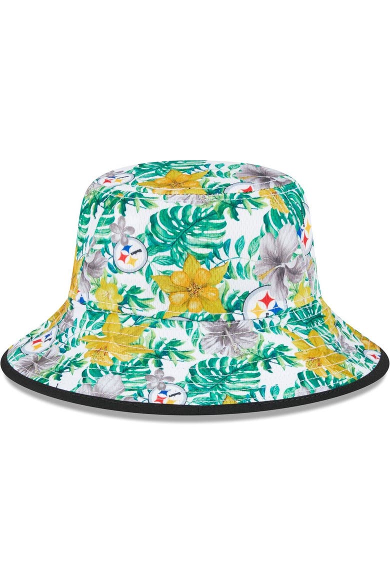 Men's New Era  White Pittsburgh Steelers Botanical Bucket Hat, Alternate, color, White