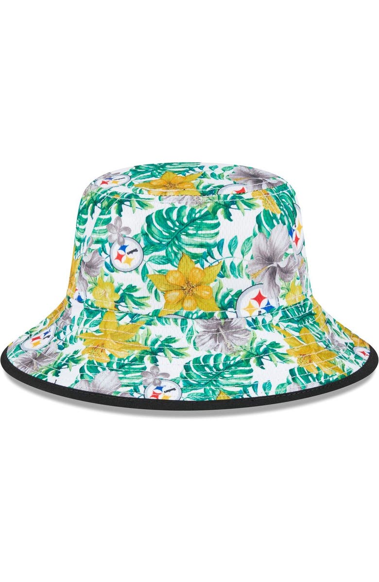 New Era Men's New Era White Pittsburgh Steelers Botanical Bucket Hat, Alternate, color,