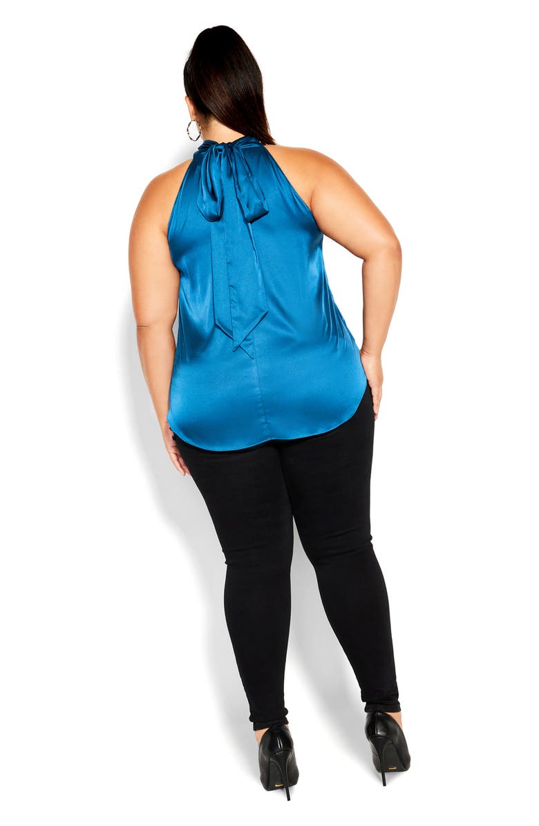 City Chic Shine Sleeveless Satin Top, Alternate, color, Deep Teal