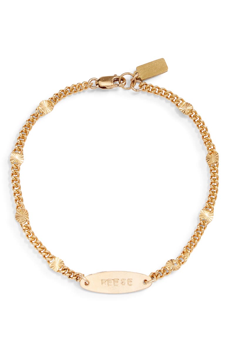 Set & Stones Rosie Engravable ID Tag Bracelet, Main, color, Gold